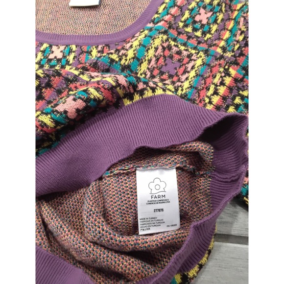 FARM Rio Anthropologie Square Neck Geometric Knit Sweater XS - Picture 5 of 8